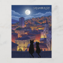 Valparaiso Chile-katter på natten