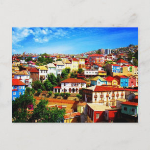 valparaíso färg chile vykort