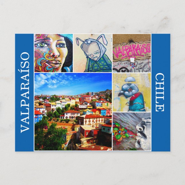valparaíso färglös konst vykort (Framsida)