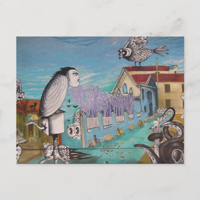 valparaíso surrealistisk konst vykort (Framsida)