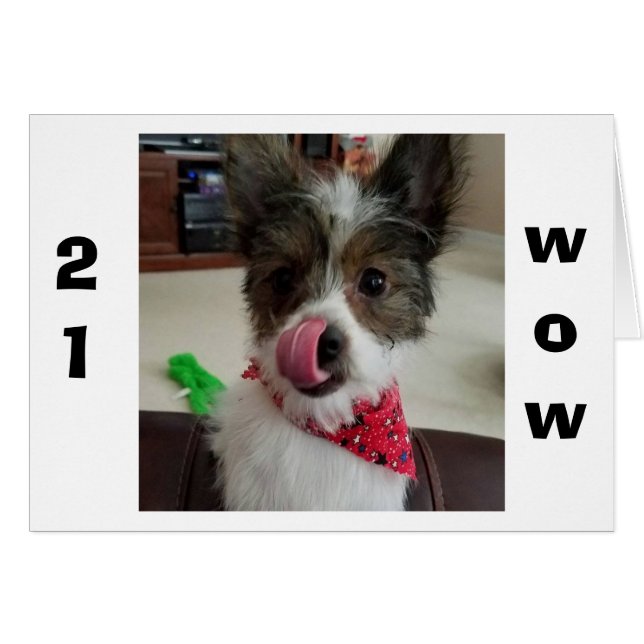 VALPEN ÄR SÅ LYCKLIG ATT DU KAN "21" HÄLSNINGSKORT (Framsidan Horizontal)