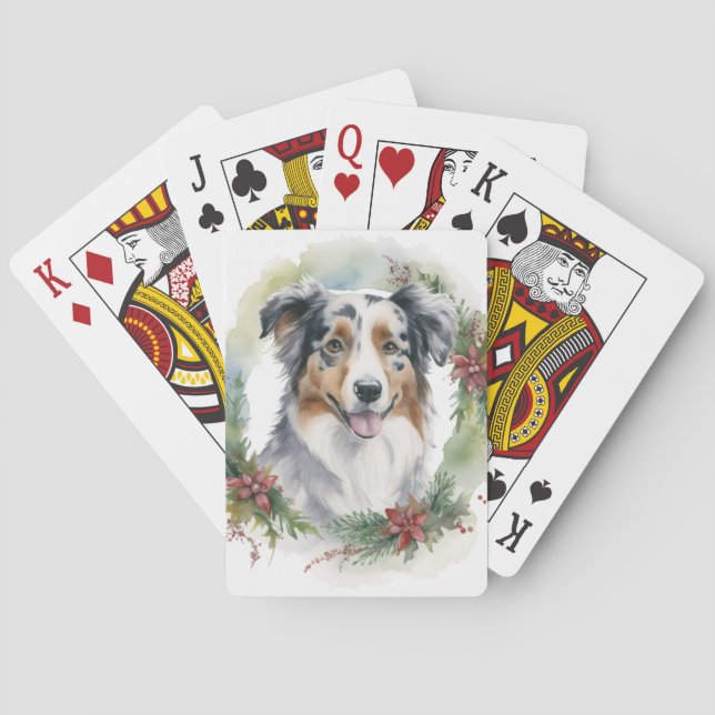 Valpen australian shepherd Julfrö Casinokort (Baksidan)