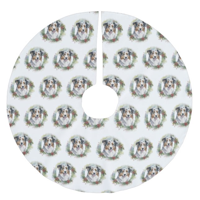 Valpen australian shepherd Julfrö Julgransmatta Borstad Polyester (Framsidan)