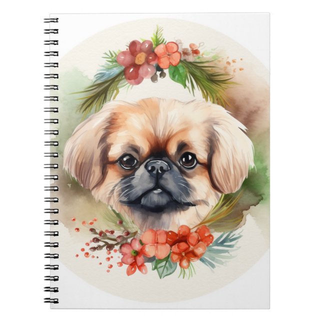 Valpen Pekingese God Jul Anteckningsbok (Framsidan)