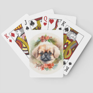 Valpen Pekingese God Jul Casinokort