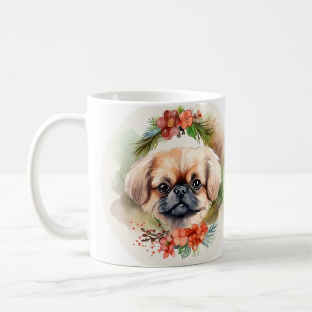 Valpen Pekingese God Jul Kaffemugg (Vänster)