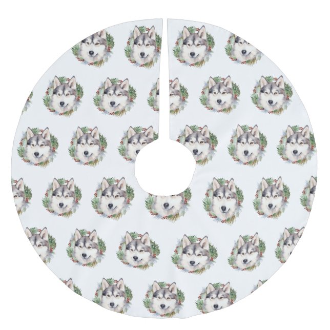 Valpen siberian husky Julfrö Julgransmatta Borstad Polyester (Framsidan)