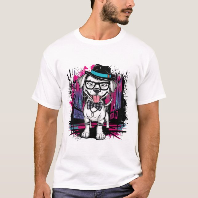 Valpen Urban: Graffiti Art Hund design T Shirt (Framsida)