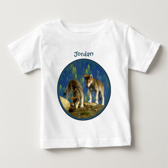 Valper för akut Nyfiken Grått-Varg T Shirt (Framsida)