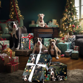 Valper för Julsvart och vit Pitbull Presentpapper