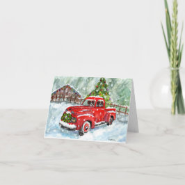 valper med god jul som kör röd lastbil kort