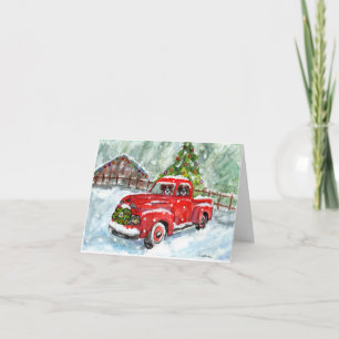 valper med god jul som kör röd lastbil kort