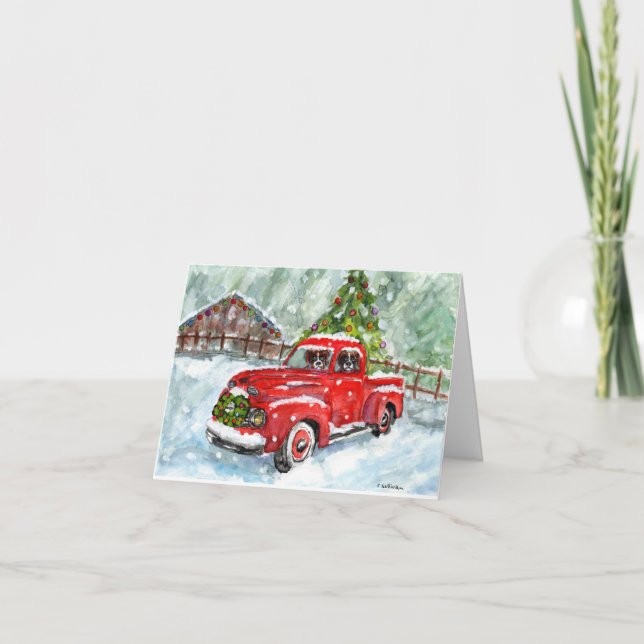 valper med god jul som kör röd lastbil kort (Framsida)