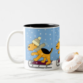 Valphund på en Sledmugg Två-Tonad Mugg