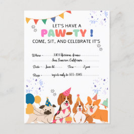 Valpkort till hundens födelsedagsfest vykort