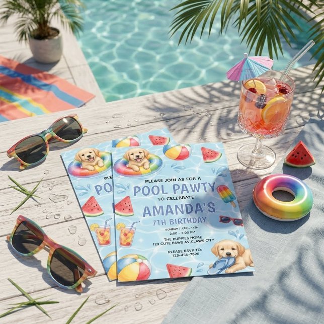 Valpkunskap Pool Party Barnkalender Inbjudningar (Skapare uppladdad)