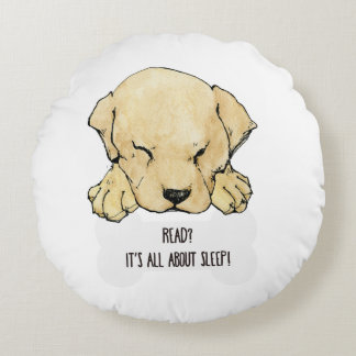 ValpLabrador kärlekar att läsa rundan kudder Rund Kudde