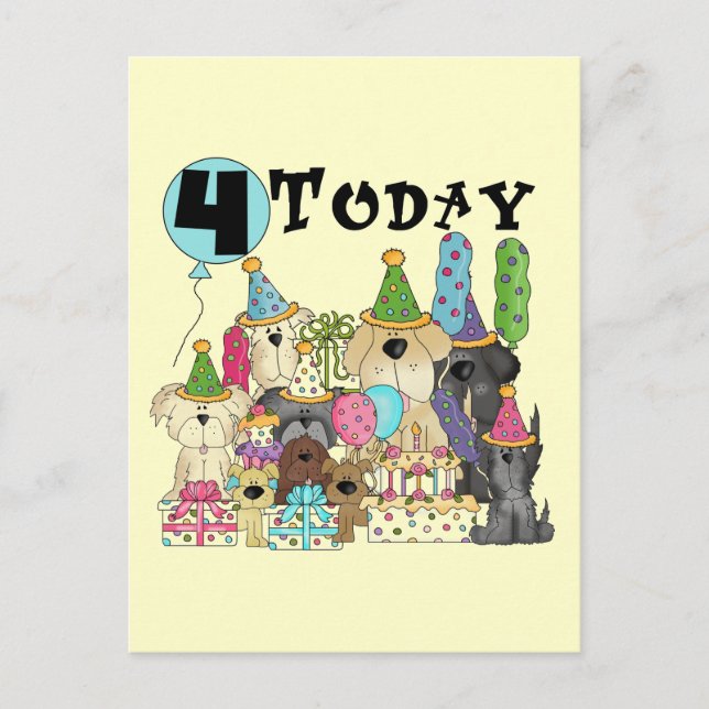 Valps 4-års födelsedagsfest T-shirts och presenter Vykort (Framsida)