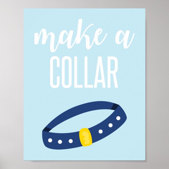Valpsällskap Tecken Gör ett halsband Blått Poster (Framsidan)