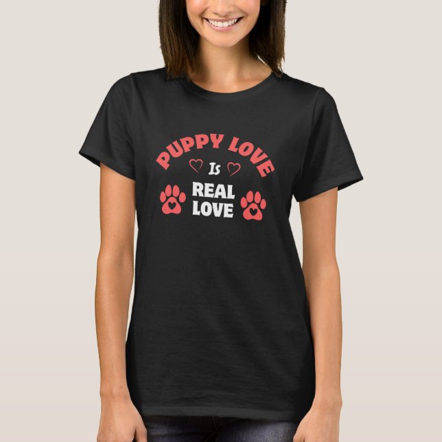 Valpskärlek Hundpaw Hjärtformad Design T Shirt (Framsida)