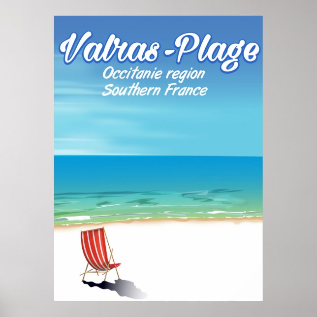 Valras-Plage Frankrike strand reseskylt. Poster (Framsidan)