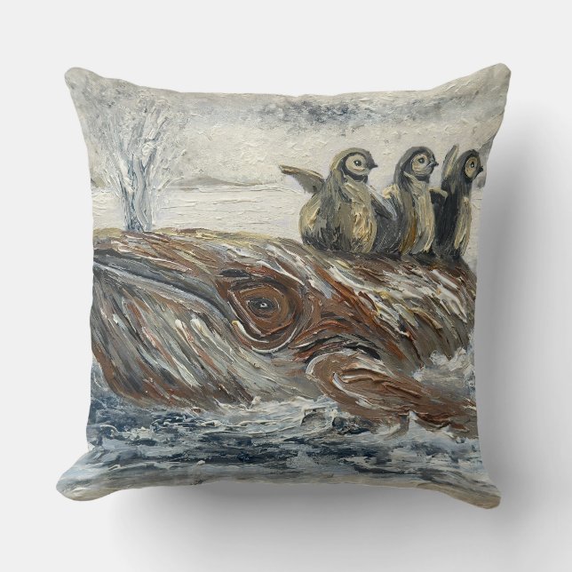 Valriddare Nyckfulla Val och Pingvin Ocean Kudde (Framsida)