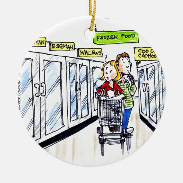 Valross Fryst Matavdelning Roligt Julgransprydnad Keramik (Framsidan)