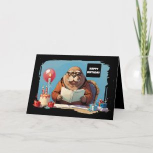 Valross som läser bok kort