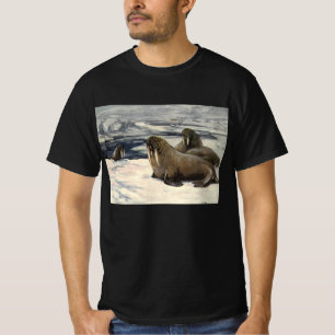 Valrossar i den arktiska snön, gammaldags marin dj t shirt