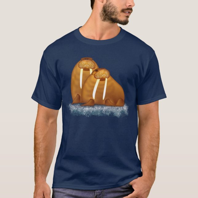 Valrossar parar på isflödesT-tröja T Shirt (Framsida)