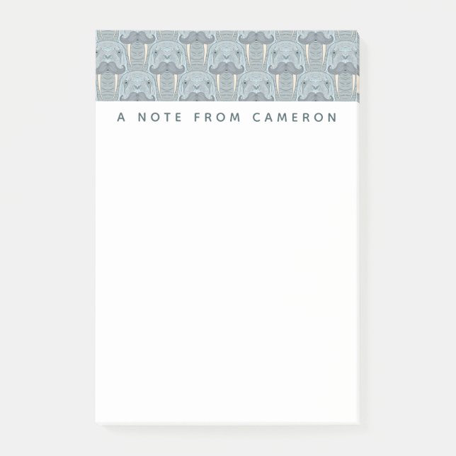 Valrossmustaschmönster | tillfogar ditt namn post-it block (Framsida)