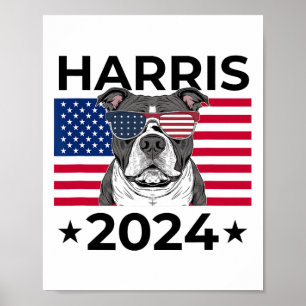 Valröst Kamala Harris 2024 Pitbull Hund Usa F Poster