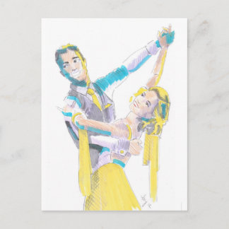 Valsdansare på Ballroom tecknade Vykort