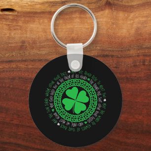 Välsigna Celtic Knot 4 Löv Klöver St. Patrick's Nyckelring