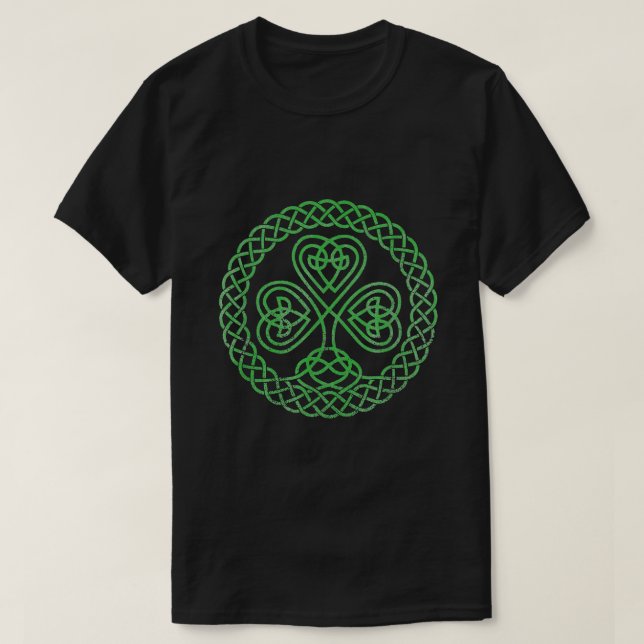 Välsigna Celtic Knot 4 Löv Klöver St. Patrick's T Shirt (Design framsida)