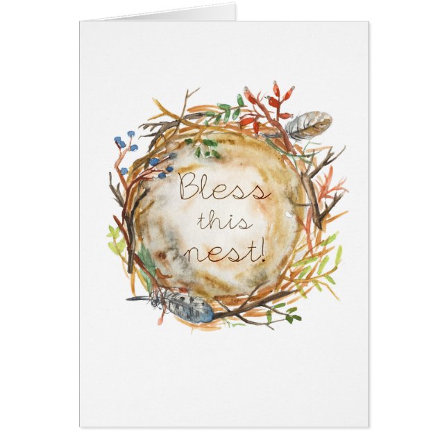 Välsigna detta bygga bo kortet hälsningskort (Framsidan)