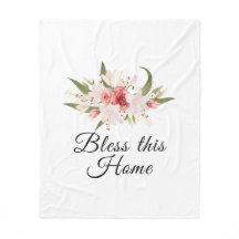 Välsigna detta hem Vattenfärg Blommig Design