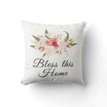 Välsigna detta hem Vattenfärg Blommig Design