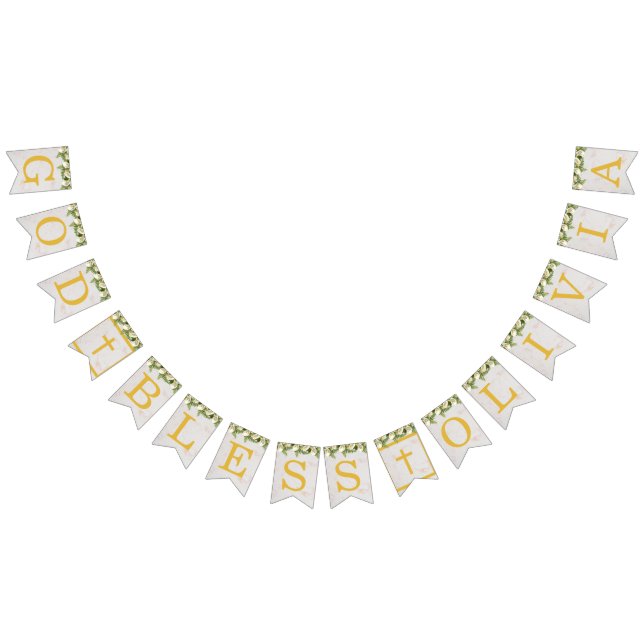 Välsigna dig 6 Brev Blommigt Calla Baptism Communi Vimplar (Alla)