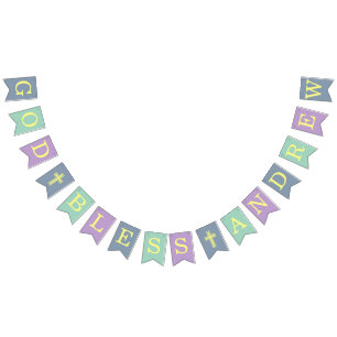 Välsigna dig 6 Brev Blue Grönt Baptism-samfund Vimplar