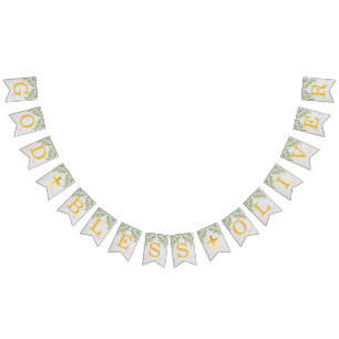 Välsigna dig 6: Brev Foliage Guld Baptism Vimplar