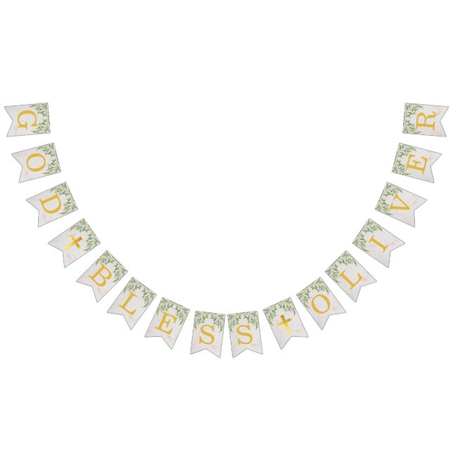 Välsigna dig 6: Brev Foliage Guld Baptism Vimplar (Alla)