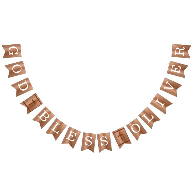 Välsigna dig 6 Brev kopparbaptism: första kommissi Vimplar (Alla)