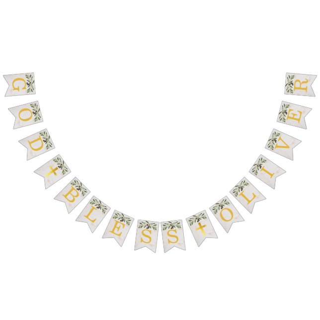 Välsigna dig 6: Brev Olive Löv Baptism Vimplar (Alla)