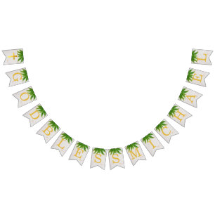 Välsigna dig 7 Brev Foliage Fern Baptism Communion Vimplar