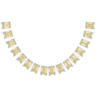 Välsigna dig 7 Brev Grönt Löv Baptism Vimplar