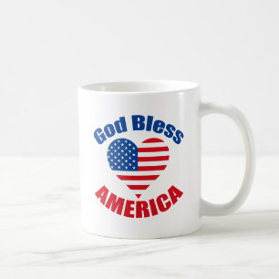Välsigna dig America Cute Patriotic Christian Kaffemugg