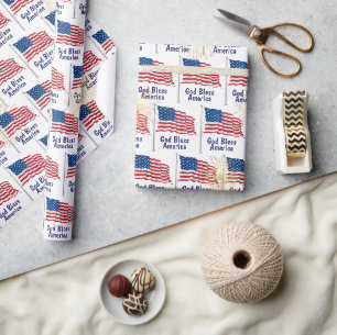 Välsigna dig America Flagga och Fireworks Presentpapper