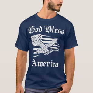 Välsigna dig America Patriotic Eagle American Flag T Shirt