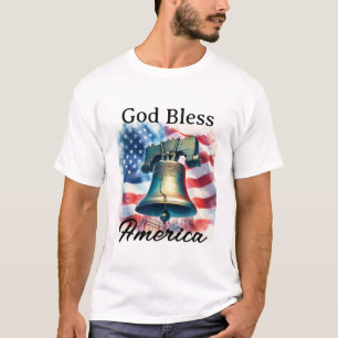Välsigna dig America Patriotic Flagga Liberty Bell T Shirt